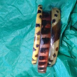 African vintage bovine horn bangles set of 3